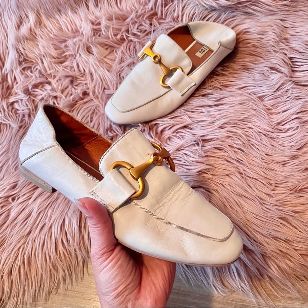 Chic Cream Loafers with Gold Detail